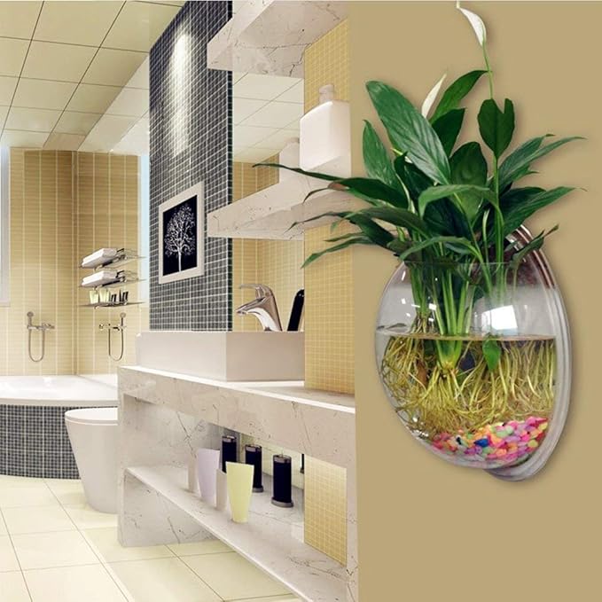 Wall-Hanging Fish Bowl Acrylic Wall-Mounted Plant Pot 1 Gallon Fish Tank 11.5-inches Decoration Planter