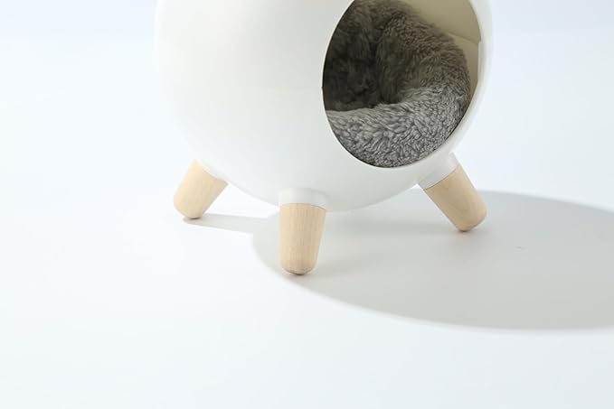 TUTU&LELE Hamster Hideout, Tiny House Hideout and Habitat, Space Elf Hiding Nest, Durable Hamster Bed with Round Thick Plush Pads, for Mice, Gerbils,Hamsters to Play, Sleep and Rest (White)