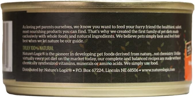Nature's Logic Wet Can Cat Food - Feline Feast 95% Animal Ingredients - No Synthetic Vitamins, Minerals or Artificial Additives, 100% Natural, Grain-Free, Made in USA, Duck & Salmon (5.5 oz, 24 pack)