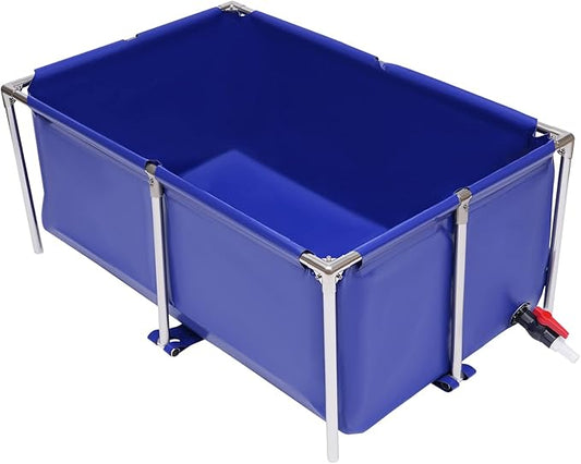Canvas Fish Pond, Canvas Water Tank with Stainless Steel Tubes, Foldable Water Storage Pond with Drain Valve, Temporary Holding Viewing Canvas Fish Pond