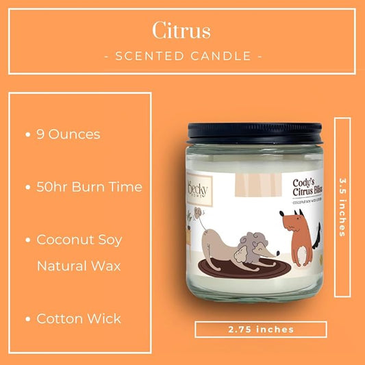 9oz Pet Odor Eliminator Deodorizer Candle, Long-Lasting Citrus Scented, Non Toxic, Natural Plant-Based Wax Blend
