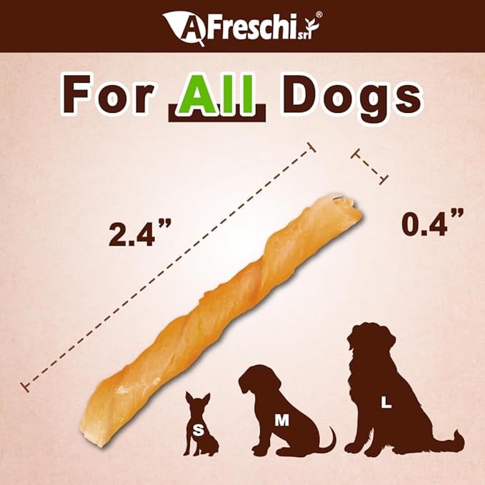 AFreschi Classic Turkey Tendon Coil (S) 3 oz, USA-Sourced Turkey Tendon, Dog Treats for Wrapped Series, All Natural Human Grade Dog Treat, Hypoallergenic, Rawhide Alternative