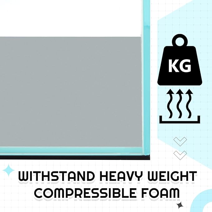 Pangda 1 Pcs Aquarium Fish Self Leveling Mat for Under Tank Foam Compressible Neoprene Mat with Adhesive Backing Waterproof Easy to Cut Stability, Black (12 x 12 Inch)