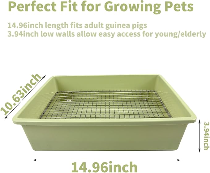 Upgraded Large & Medium Litter Box for Rabbits & Guinea Pigs – High-Capacity Cage Toilet Tray with Elevated Grid & Low Entry Design, Ideal for Bunnies, Ferrets, and Small Pets