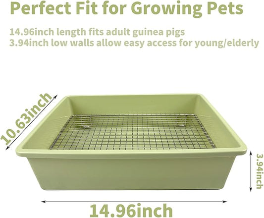 Upgraded Large & Medium Litter Box for Rabbits & Guinea Pigs – High-Capacity Cage Toilet Tray with Elevated Grid & Low Entry Design, Ideal for Bunnies, Ferrets, and Small Pets