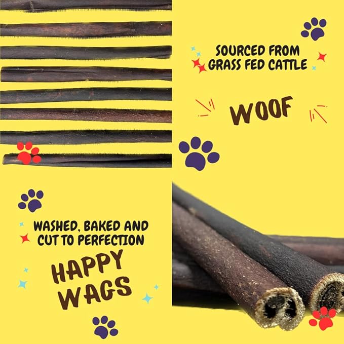 Woofley's 12 Inch Beef Collagen Sticks for Dogs (8 Count) Bully Stick Rawhide Alternative Dog Chews No Hide Bones for Medium & Large Dogs