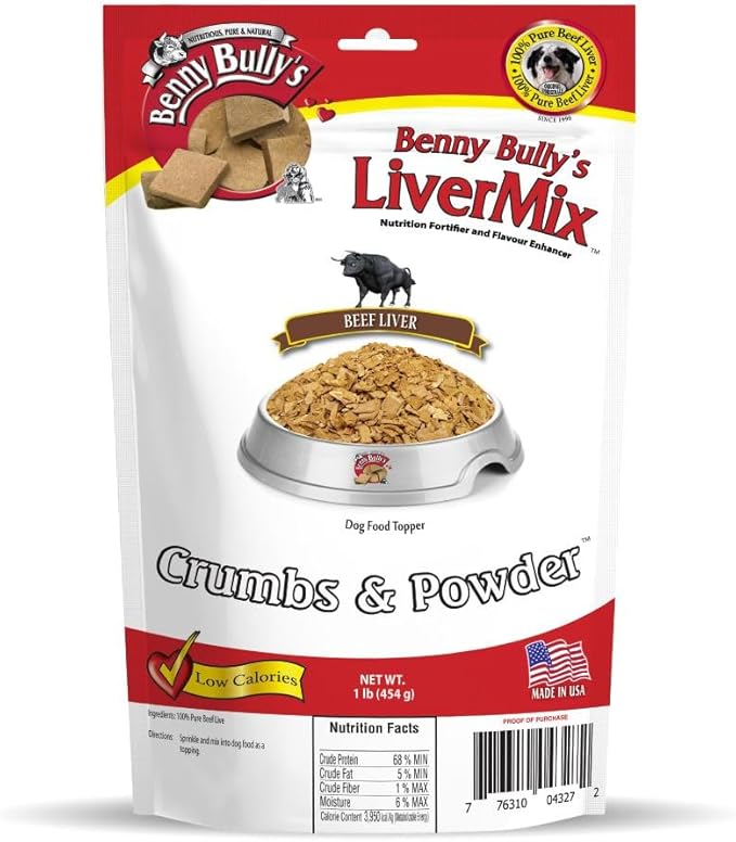 LiverMix Crumbs & Powder 1Lb - Freeze Dried Beef Liver Dog Treats, High Protein, Low Fat, Nutrient Rich, Healthy Snack for Dogs, All Natural Ingredients - (454g)