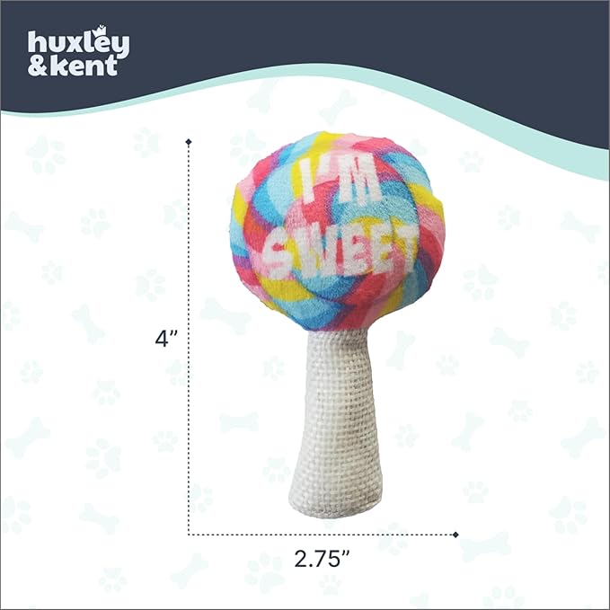 Huxley & Kent Plush Cat Toy - Interactive Catnip Toy for Cats & Kittens - Soft with Crinkle & Catnip - Fun Indoor Play - I'm Sweet Lollipop