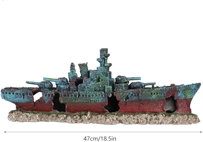 Fish Tank Wreck Boat Decoration, Shipwreck Ship Aquarium Decor, Fish Tank Decorations, Resin Wreck Boat Sunk Battleship War Ship Fish Tank Aquarium Ornament Cave Decoration