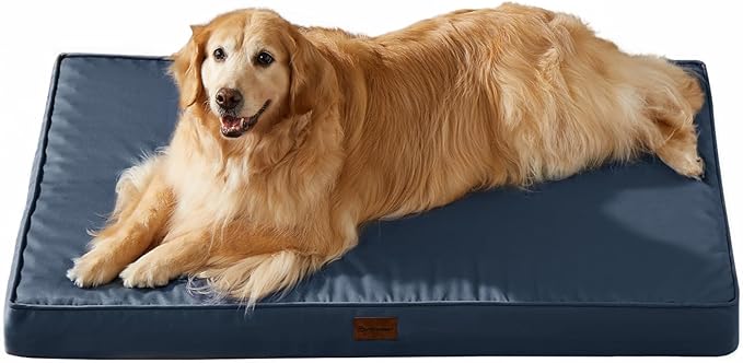 BFPETHOME Outdoor Dog Bed for Large Dogs, Waterproof, Orthopedic with Removable Washable Cover, Egg Crate Foam - 30 x 20in, Navy