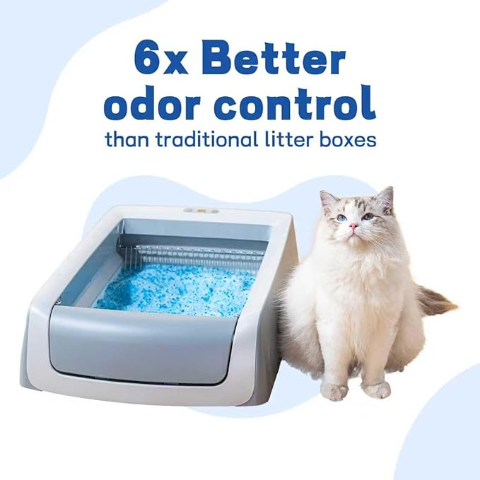 Crystal Cat Litter and Disposable Litter Trays (5 Sets) Compatible with Petsafe Scoop-Free Self-Clean Litter Boxes, Triple Leak Proof Design, Excellent Odor Control, One-Hand Disposing.
