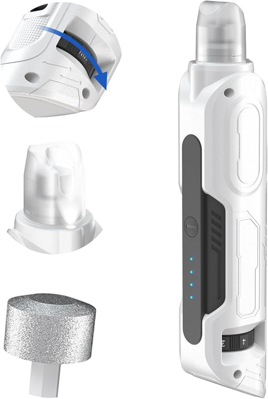 PAPIFEED 6-Speed Dog Nail Grinder Quiet, Silent Groom Pro with 2 LED Lights & Dust-Proof Cover, Nail Grinder for Large/Medium/Small Dogs & Cats, Rechargeable Type-C Charging - White