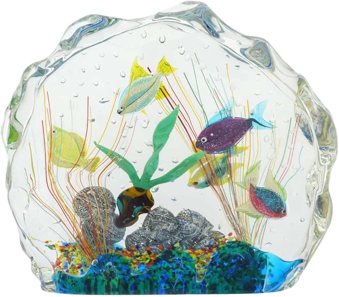 Glass Of Venice Large Murano Glass Aquarium with Fish and Sea Life