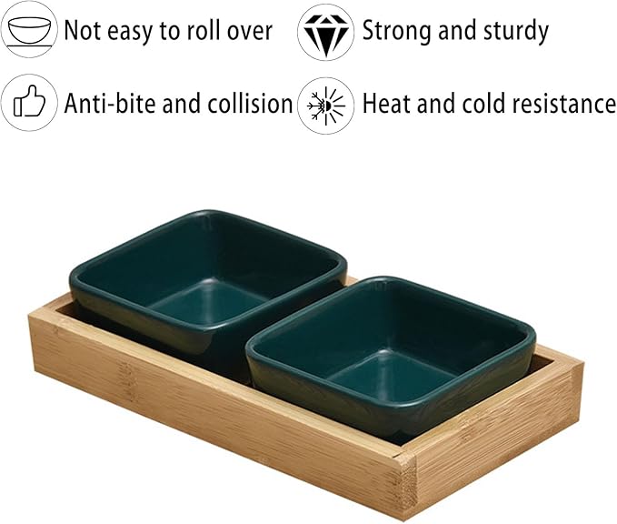 Hamster Food Bowl, Hamster Feeding & Water Bowls, Small Animals Ceramic Food Water Bowl Prevent Tipping for Dwarf Syrian Hamsters Bunny Gerbils Rats or Other Similar-Sized Small Pets (Green)