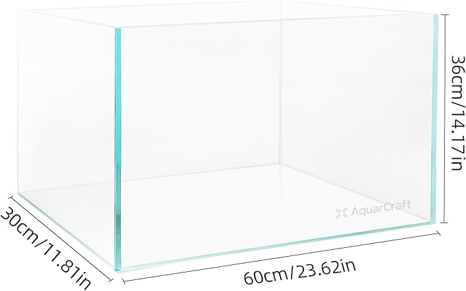 Ultra Clear Glass Fish Tank, 16 Gallon，6mm Thickened Rimless Aquarium Tank Low Iron, Large Big Aquarium 23.6in x11.8 in x14.2in