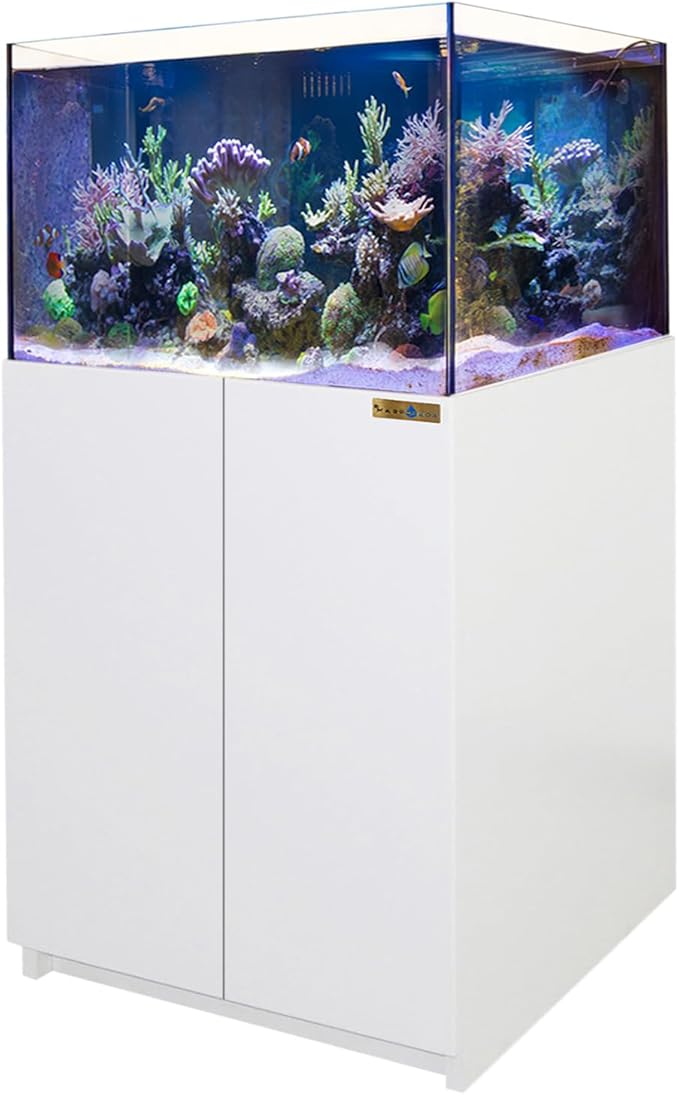 Coral Reef Aquarium Tank | 115 Gallon Ultra Clear Glass with Sump, White