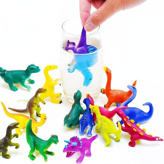 14PCS Dinosaur Toys Animal Figurines, Color Changing Toy, Stretchy Realistic Animal Playset, for 3 Years and Up, for Themed Parties, Easter Eggs Filler, Cake Topper, Classroom Rewards