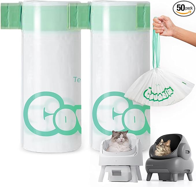 50 Count 27" x 13" Cat Litter Box Bags, Neakasa M1 and PetPivot Litter Bags, Automatic Litter Box Liners with Drawstring, Extra Thick Leak-Proof Pet Waste Bags