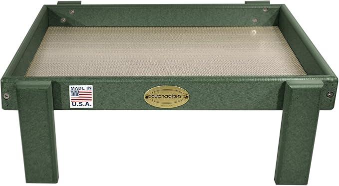 Amish American Made Platform Bird Feeder, Free Standing Ground Bird Feeders for Outdoors, with Raised Seed Tray for Wild Birds, Chicken, Squirrel, Gift for Birdwatchers (Turf Green)