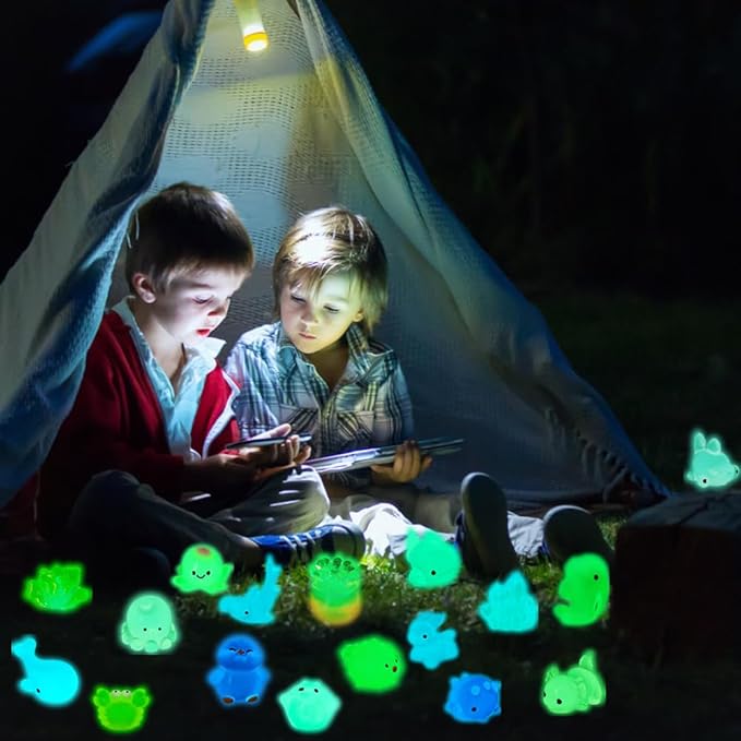 60PCS Luminous Mini Resin Animals 60 Styles Tiny Sea Animals Glow in The Dark Miniature Little Ocean Figures to Hide Small Plastic Animal for Party Favors Bag Fillers Garden Dollhouse Decor