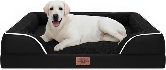 Comfort Expression Jumbo Dog Bed for Extra Large Dogs, Waterproof Orthopedic Dog Bed, Large Breed Dogs Beds, PV Washable Sofa Beds with Removable Cover & Non-Slip Bottom(Jumbo,Grey)