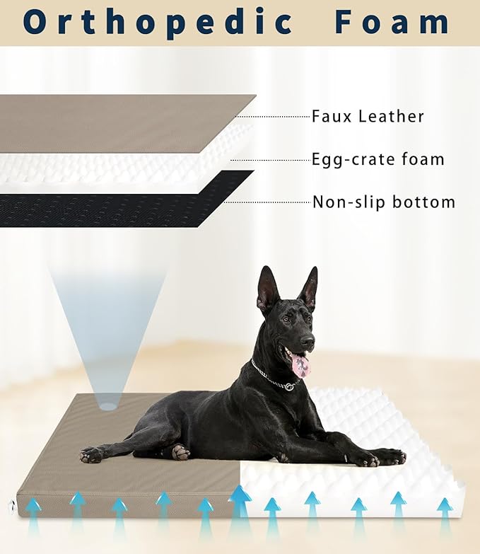 Waterproof Dog Bed for Crate, Hair Resistant Dog Beds with Washable Covers, Easy Clean Orthopedic Egg Crate Foam Pet Mat