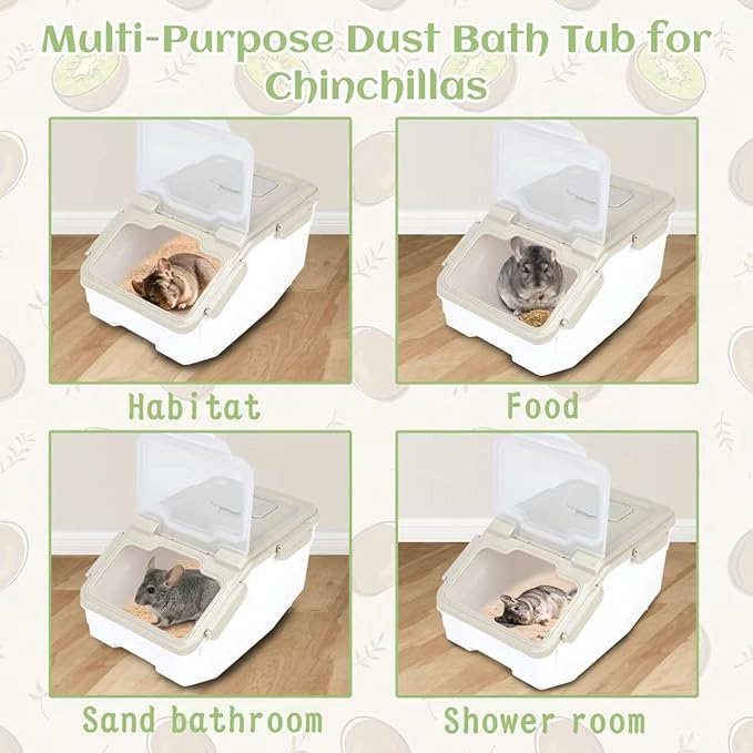Extra Large Chinchilla Sand Bath Container Kit, Plastic Chinchilla Dust Bath House with Wash and Care Accessories, Dust Bathtub for Chinchillas Hamster Hedgehog Guinea Pig and Other Small Animals
