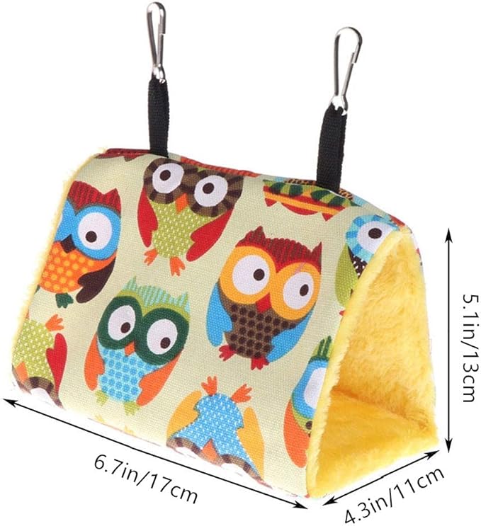 Hypeety Bird Nest House Hammock Hanging Bed Winter Warm Bird Hut House Tent Fuzzy Plush Birds Hut Hideaway for Parakeet Cockatiel Conure Lovebird Budgie Cage Perch Stand Swing (Random Color) (S)