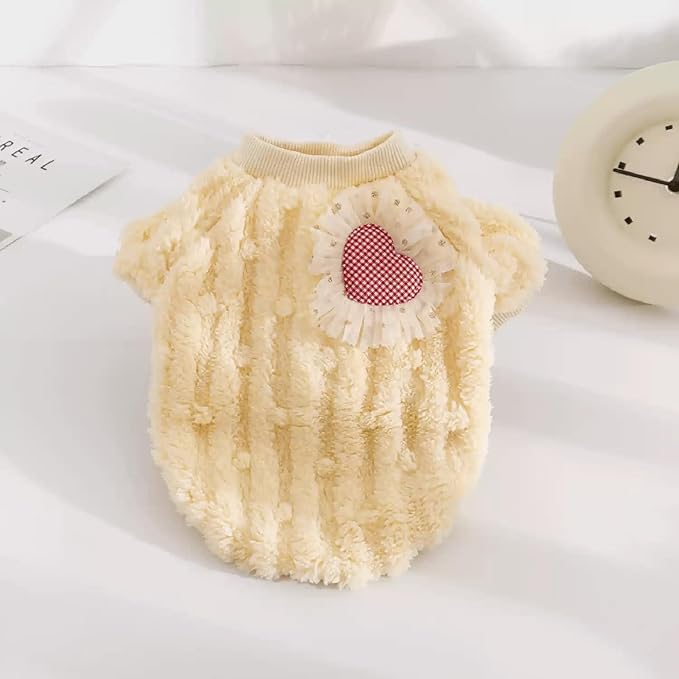Cute Cat Sweaters Warm Cotton Plush Dog Apparel & Accessories Pink Kitten Turtleneck Sweaters for Indoor Cats and Small Dogs with Pet Laundry Bag (S (3.3-6.6lbs))