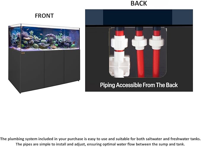 Coral Reef Aquarium Tank | 220 Gallon Ultra Clear Glass with Sump, Black