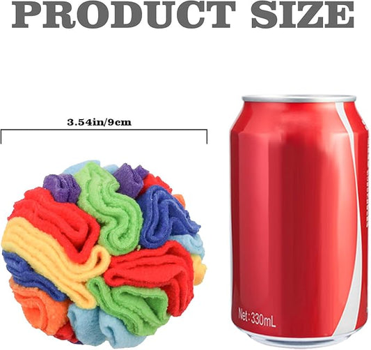 Rat Foraging Toys, Multicolor Fleece Ball Toy with Wrinkles to Hide Treats Inside, Treat Dispensing Toys, Enrichment Toys for Rat, Bunny, Chinchilla, Ferret, and Other Small Animals