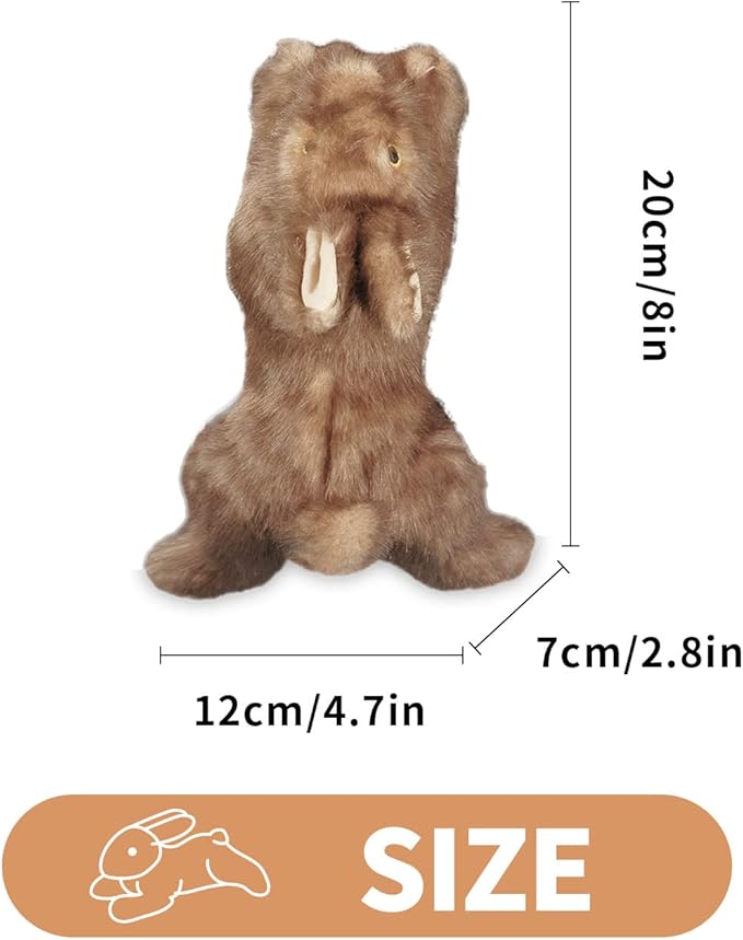 ALL FOR PAWS Squeaky Dog Toys, Dog Stuffed Animal Toys, Plush Toy for Small Medium Large Dogs, Puppy Chew Toy with Squeaker, Brown Rabbit-S