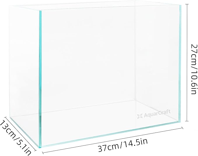 Ultra Clear Glass Fish Tank 4 Gallon, 5mm Thickened Rimless Aquarium Tank Low Iron, Nano Aquarium for Betta Gold Fish Shrimp，14.5”L x 5.1”W x 10.6”H