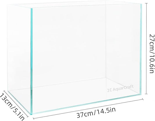 Ultra Clear Glass Fish Tank 4 Gallon, 5mm Thickened Rimless Aquarium Tank Low Iron, Nano Aquarium for Betta Gold Fish Shrimp，14.5”L x 5.1”W x 10.6”H