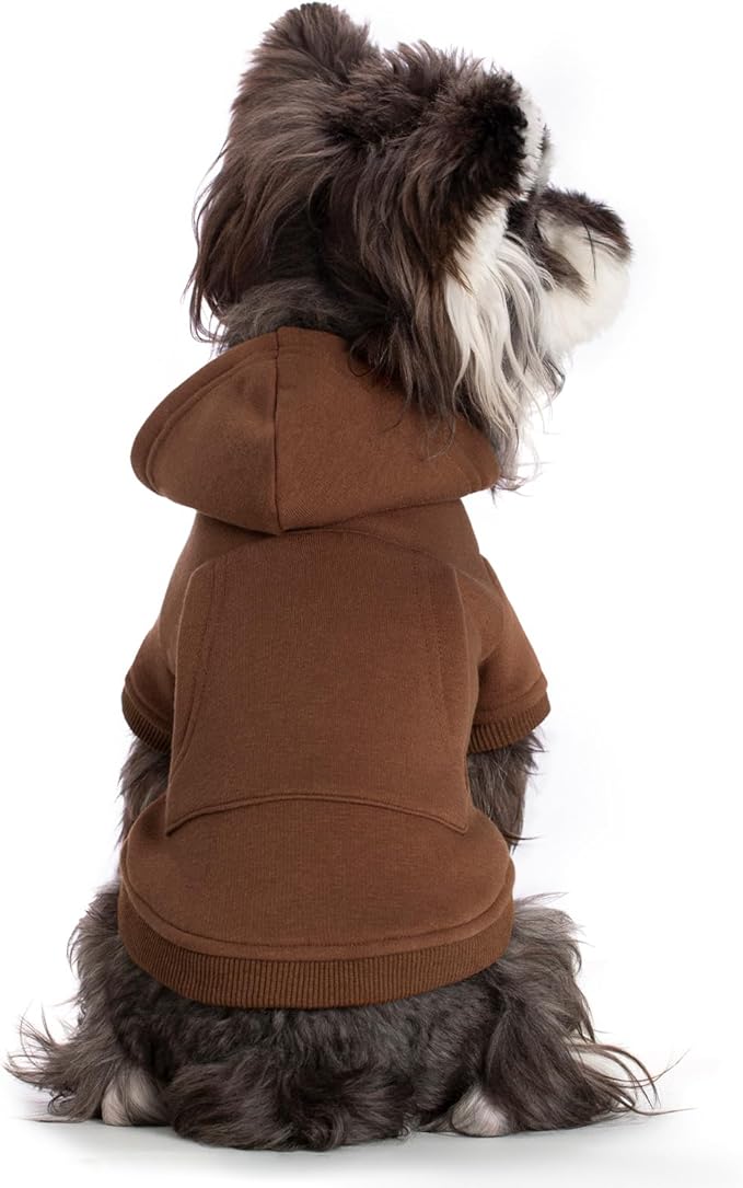 Koneseve Dog Hoodie & Cat Sweater, Warm Fleece Hooded Soft Winter Sweatshirt for All Breeds, Cozy Pet Clothes, Brown, XL