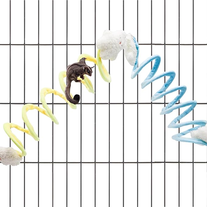 Sugar Glider Cage Accessories, 2 Pack Hanging Elastic Climbing Rope for Small Animal, Rat Enrichment Toys, Sugar Glider Toys, Habitat Climbing Toys for Sugar Gliders, Rats