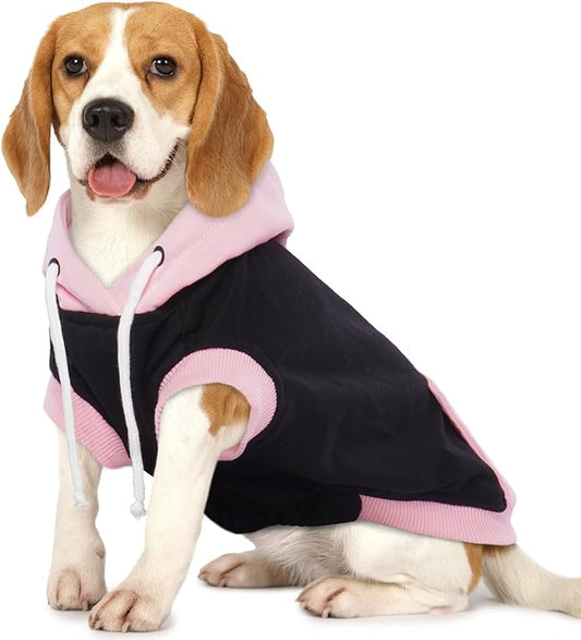Dog Sweatshirt - Cotton Hoodie Soft Breathable Sweater for Medium Dogs, Sleeveless Clothes Cozy Coat for Spring Autumn Winter, Pink XL