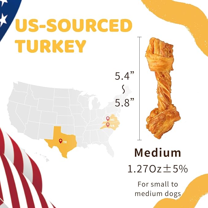 iPaw Turkey Tendon for Dogs, Ingredient Sourced from USA, Hypoallergenic, All Natural Human Grade Puppy Chew, Dog Treats for Signature Series, Rawhide Alternative, 2 Units/Pack Bone (Medium)