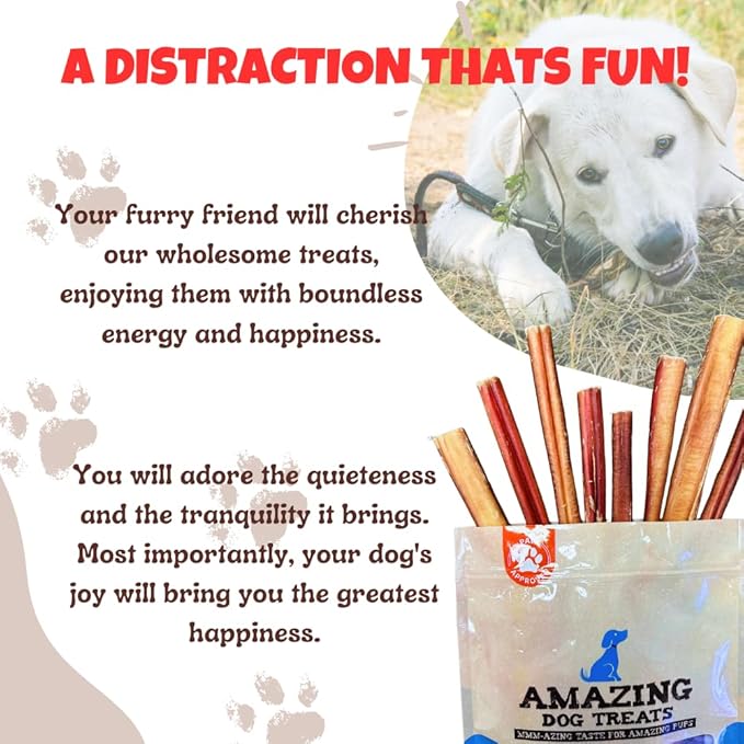 Amazing Dog Treats - 6 Inch Medium Size Bully Sticks (40 Count) - Bulk Bully Sticks for Dogs - No Hide Bully Stick Dog Bones
