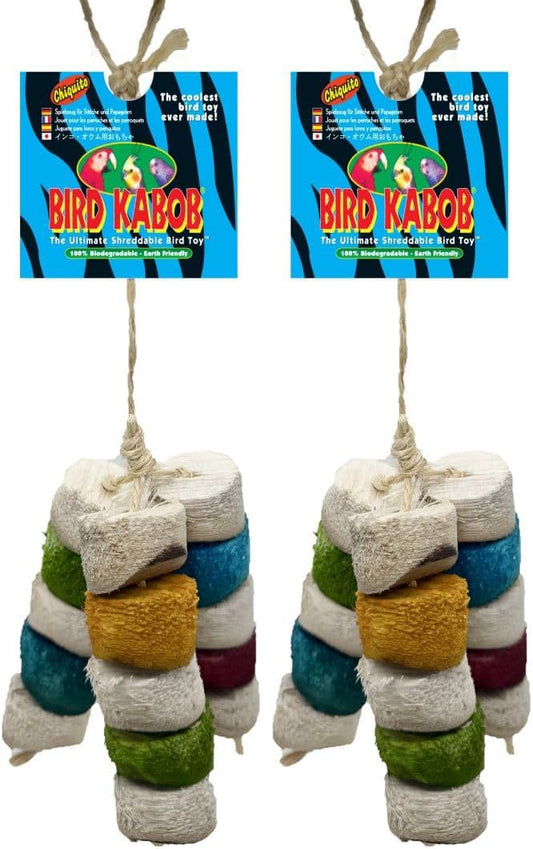 Chiquito - 2 Pack - an All-Natural, Holistic, Veterinarian Recommended, Earth Friendly, shreddable Bird Toy Fashioned in a tri-pod Design with Colored Yucca Chunks