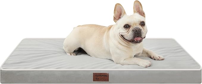 Dog Bed Mats for Large Dogs - Orthopedic Dog Pet Bed Thick Egg Foam Crate, Removable Washable Cover, Non-Slip Bottom Durable Dog Crate Bed Mat (Light Grey, L(36''x27''x3''))