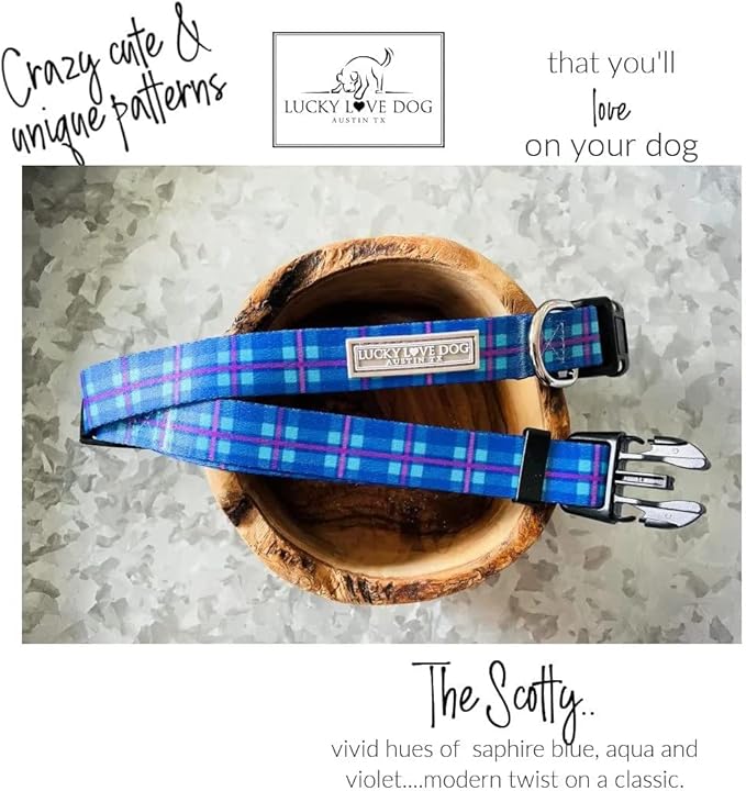 Lucky Love Dog - Adjustable Dog Collar with Easy Click Buckle for Small to Large Dogs, Durable, & Comfortable for Male & Female Dogs, Pet Collar for Puppies & Adult Ones - Scotty, Large