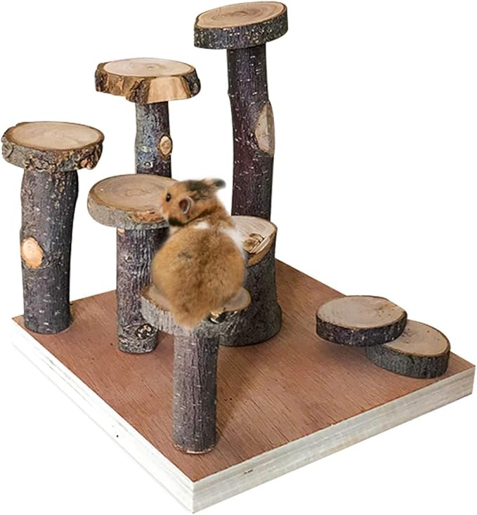 Hamster Climbing Wooden Stand Platform Hamster Cage Playground Natural Wood Bridge ramp Toys for Dwarf Hamsters Syrians Gerbil Mouse Rat