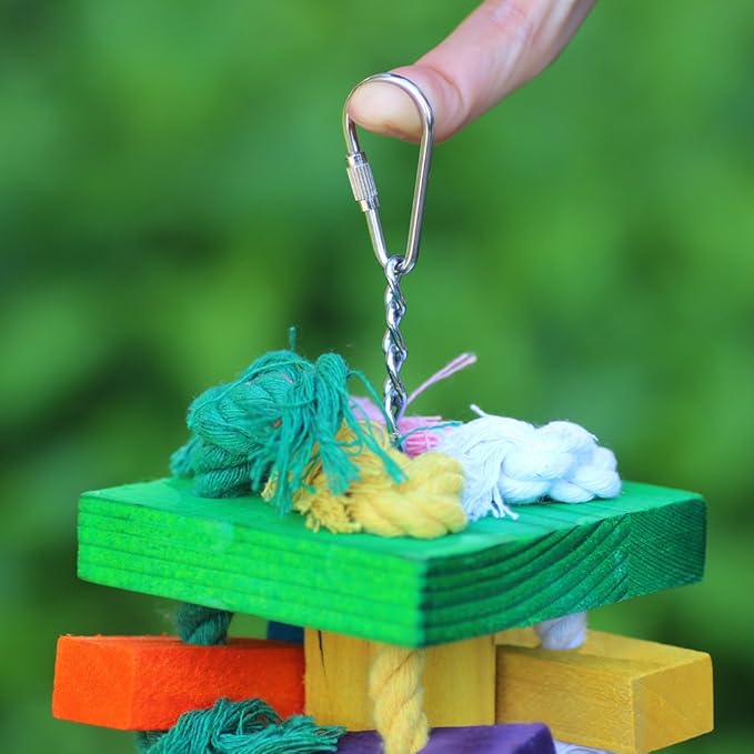 Bird Chewing Toy Large Medium Parrot Cage Bite Toys African Grey Macaws Cockatoos Eclectus Amazon (Knot Block-17.5inch)