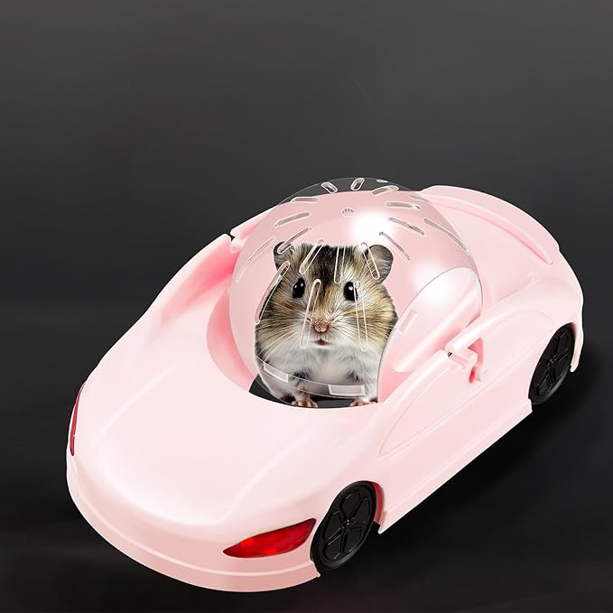 2 Pcs Hamster Exercise Sports Ball Car Running Funny Fitness Wheel Toys with Detachable Transparent Ball 3 Modes Available 11.6x6.5x5 inch for Hamster Small Animal