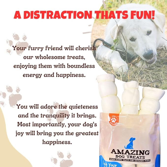 Amazing Dog Treats - Beef Cheek Rolls (Mega Thick 5-6" - 4 Pcs) - Safe Rawhide Alternative Dog Chew - Great for Power Chewers - Long Lasting Dog Chew - Retriever Rolls for Dogs
