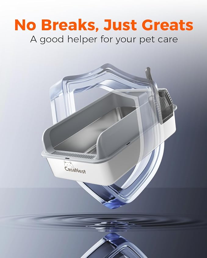 XXXL Stainless Steel Cat Litter Box with Lid 28.1''×20.5''× 10.1” Extra Large Metal Cat Litter Box for Big, Multi Cats, Anti-Leakage & Non-Stick Metal Pan, Easy to Clean, Durable (Dark Grey