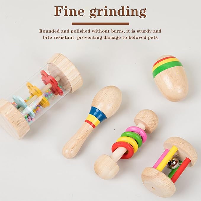 9 Pcs Wooden Bunny Toys,Bite-Resistant Guinea Pigs Toys,Safety Bunny Chew Toys,Multi-Colored Rabbit Teeth Grinding, for Hamsters Small Animals Playing Teeth Grinding Indoor Outdoor(Color)