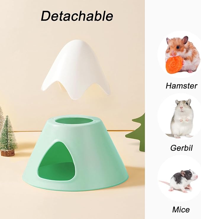 Hamster Hideout, Snowy Mountain Shape Hamster Hide House,Cute Small Animal Habitat Hideaway Hut for Syrian Hamsters, Mice, Gerbils, Rats (Green)