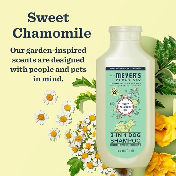 MRS. MEYER'S Clean Day 3 in 1 Dog Shampoo, Sweet Chamomile Scent, 14oz (Pack of 3)